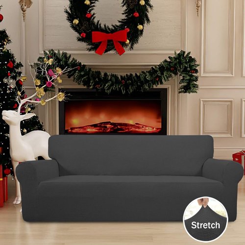 Easy-Going Sofa Slipcover - 1-Piece Stretch Furniture Protector in Dark Gray | Soft Elastic Bottom, Kids Friendly