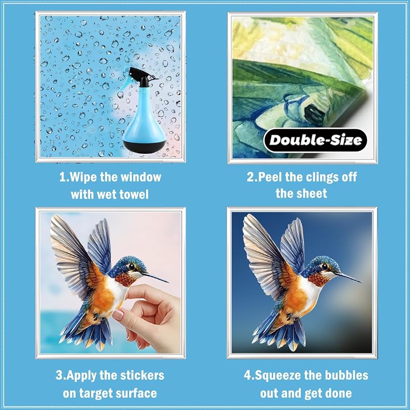 Colorful Bird Window Clings 26 Pcs on 9 Sheets – Reusable Static, No Glue
