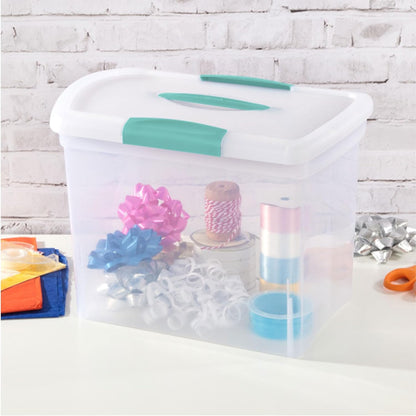 Sterilite Large Nesting ShowOffs - Stackable Storage Bins with Latching Lid | Clear Plastic, 6-Pack for Office Organization