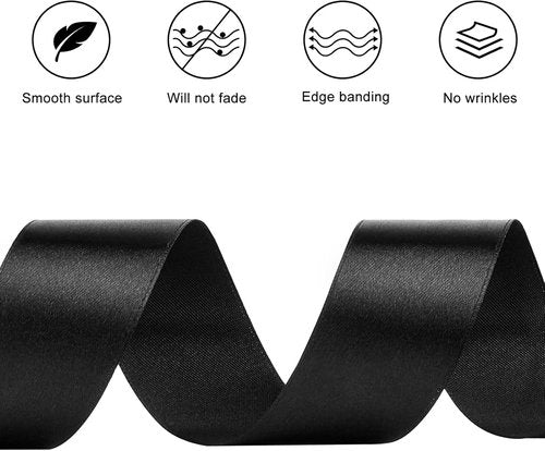 1-1/2 Inches 50 Yards Black Satin Ribbon, Solid Fabric Ribbon Roll for Flower Bouquets, Gift Wrapping, Wedding, Handmade Crafts