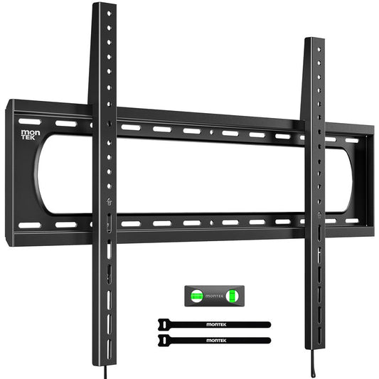 monTEK Heavy Duty Fixed TV Wall Mount Bracket for 60–120" Flat & Curved TVs up to 300lbs, 4× Load Tested, Ultra Slim 1.3" Low Profile, Max VESA 900x600, Quick-Release Lock, Fits 16"/18"/24" Wood Studs