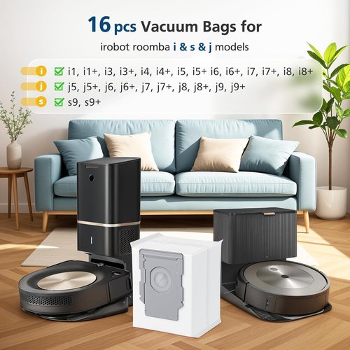 iRobot Vacuum Bags - 16 Pack Replacement Bags for Roomba i7+, i8+, i3+, i4+, i5+, i6+, j Series & Clean Base Models