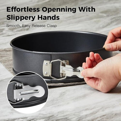 HONGBAKE Mini Cheesecake Pans - 4 Inch Nonstick Springform with 100 Pcs Parchment Liners | Leakproof Design