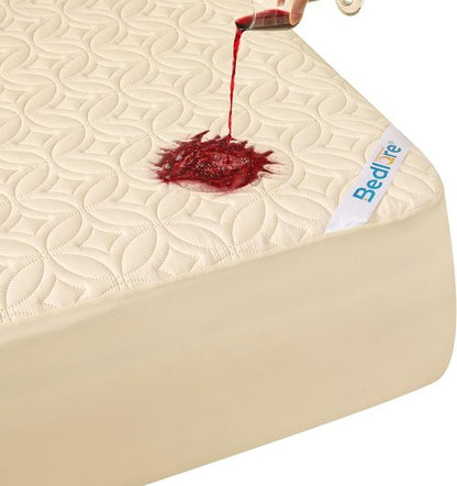 BEDLORE Waterproof Mattress Protector - Noiseless California King Size Pad | Soft, Breathable, Washable Cover (Beige)