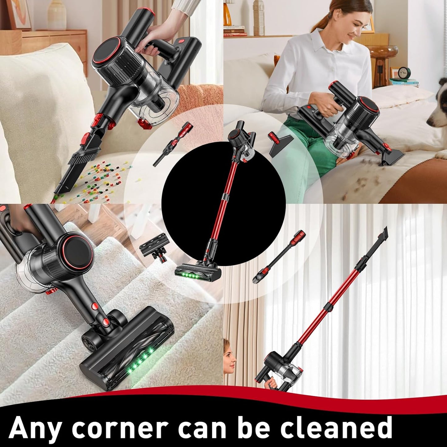 Skiennix Cordless Vacuum Cleaner - 45KPA Powerful Suction | 45-Minute Runtime | 8-in-1 Design for Home & Pet Hair