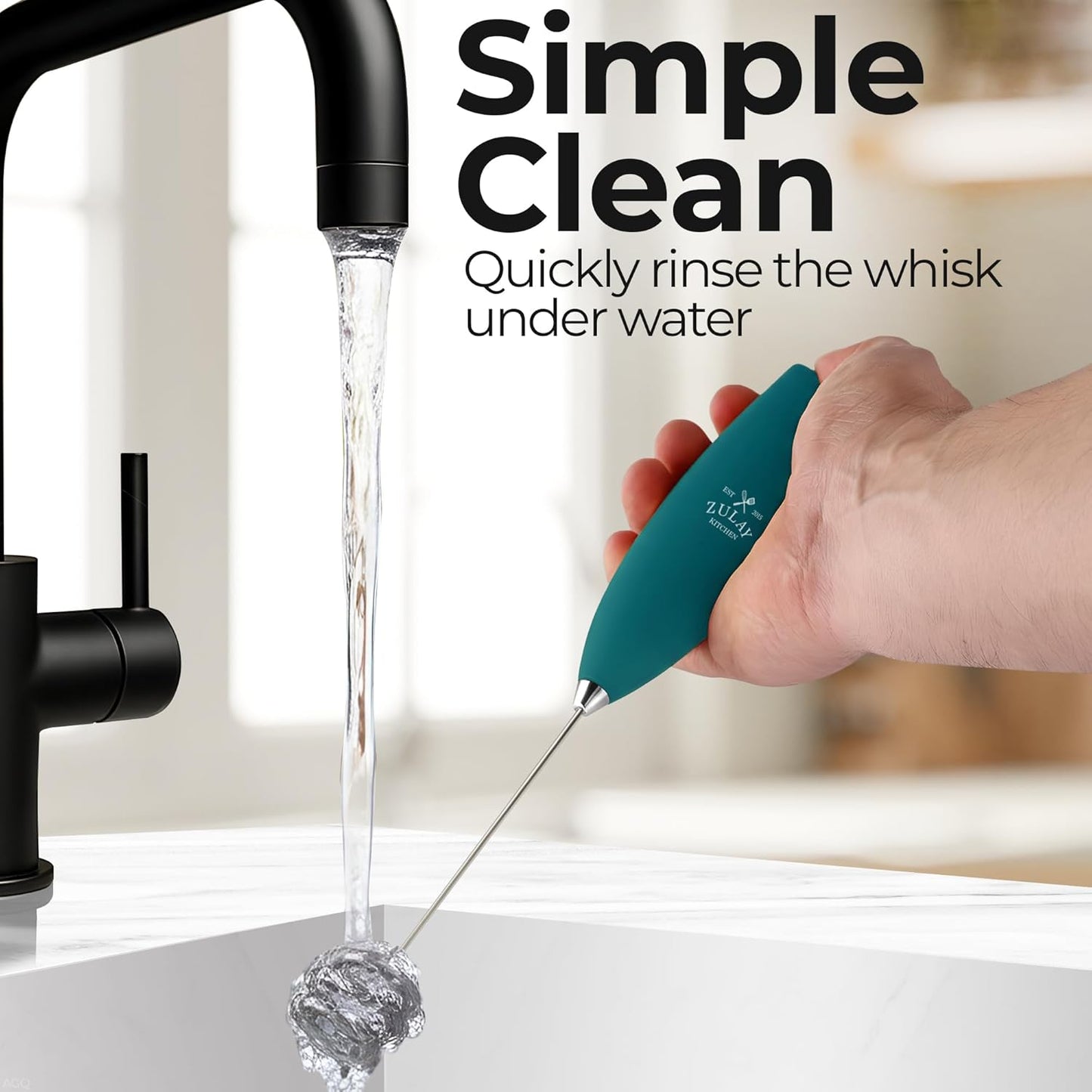 Zulay Kitchen Tornado Triple Whisk Milk Frother - Handheld Foam Maker for Coffee & Lattes | Vivid Emerald, Includes 4 Duracell Batteries