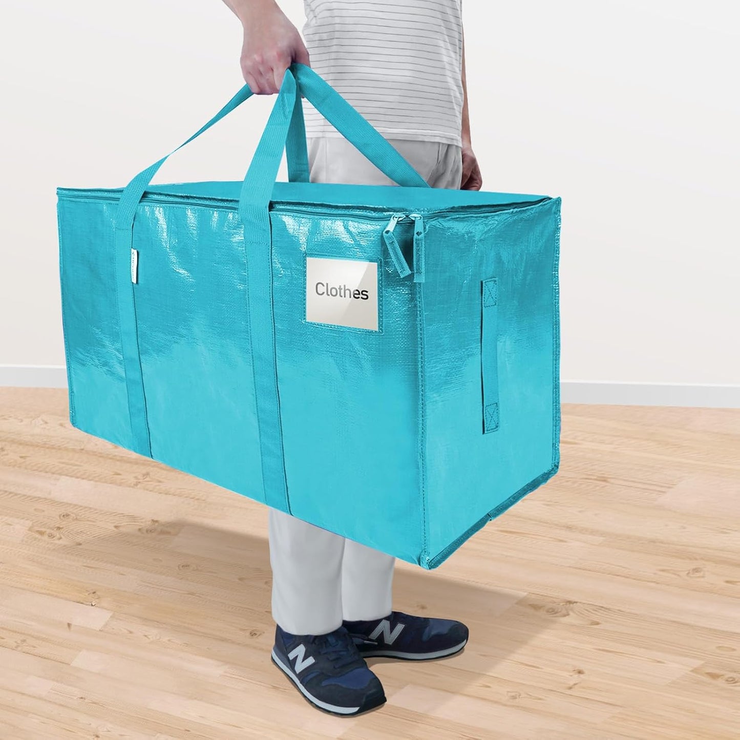 TICONN Extra Large Moving Bags - Heavy Duty Storage with Zippers & Handles | 8 Pack, Aqua