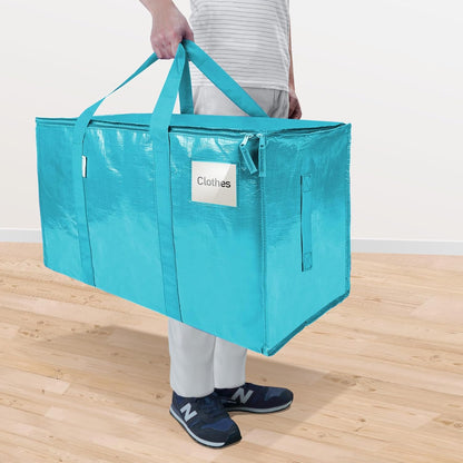 TICONN Extra Large Moving Bags - Heavy Duty Storage with Zippers & Handles | 8 Pack, Aqua