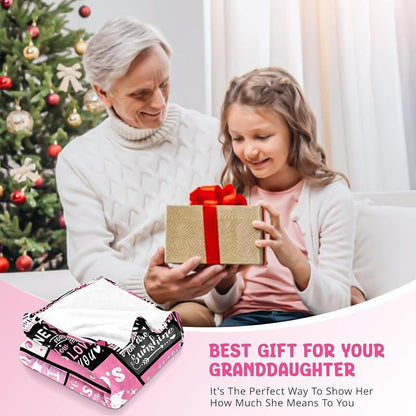 Granddaughter Blanket 60x80 Gift from Grandma, Pink Flannel Throw - Christmas Gift Idea, Variation: Granddaughter Gifts+60x80