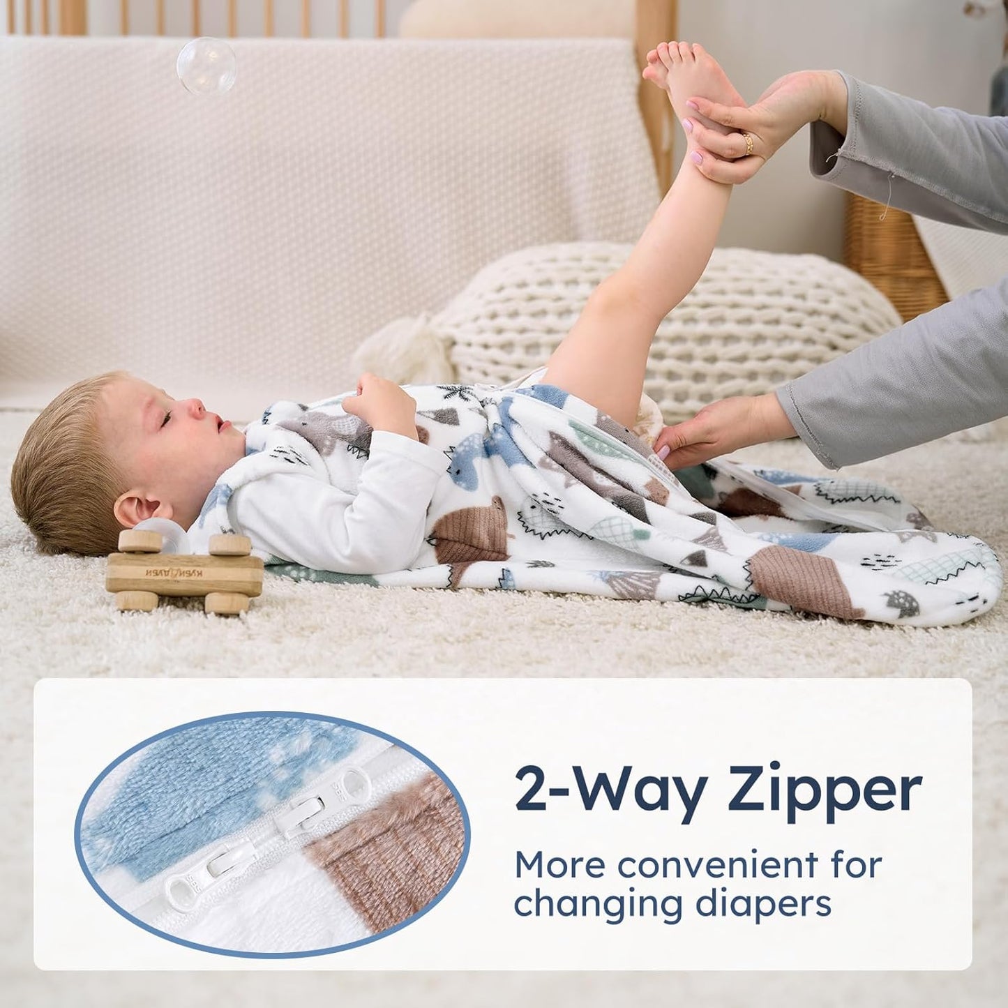 Yoofoss Baby Sleep Sack - 1.5 Tog Fleece Wearable Blanket with 2-Way Zipper | 0-6 Months, Soft & Warm