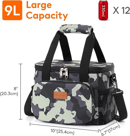 Lifewit Insulated Lunch Bag - Soft Cooler Tote for Men & Women | Camouflage, 12-Can Capacity (9L)