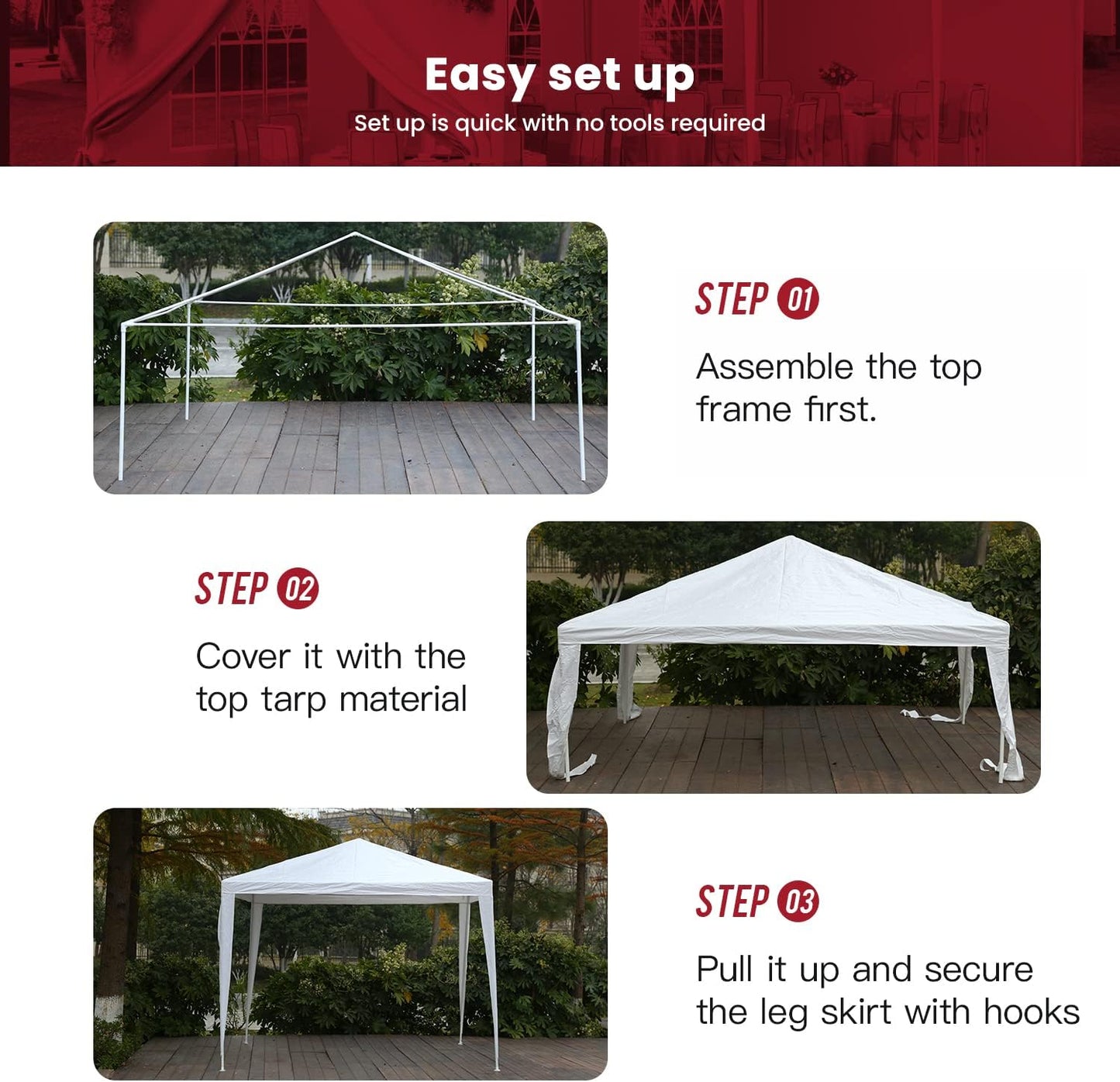 Skiennix 10x10 Waterproof Gazebo Canopy - Durable Outdoor Patio Tent for Weddings & BBQs