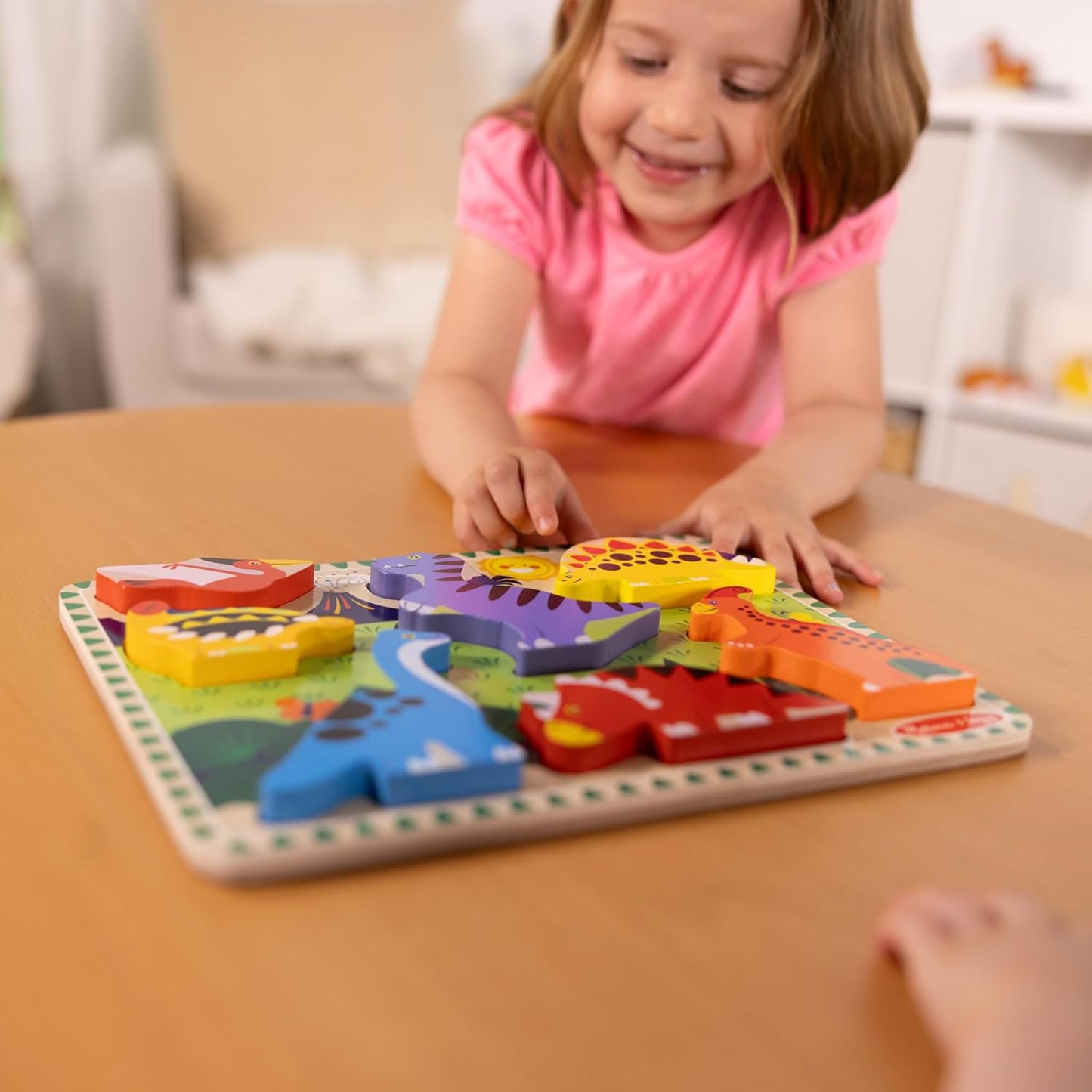 Melissa & Doug Dinosaur Wooden Chunky Puzzle - 7 Pieces | FSC Certified Eco-Friendly Fun