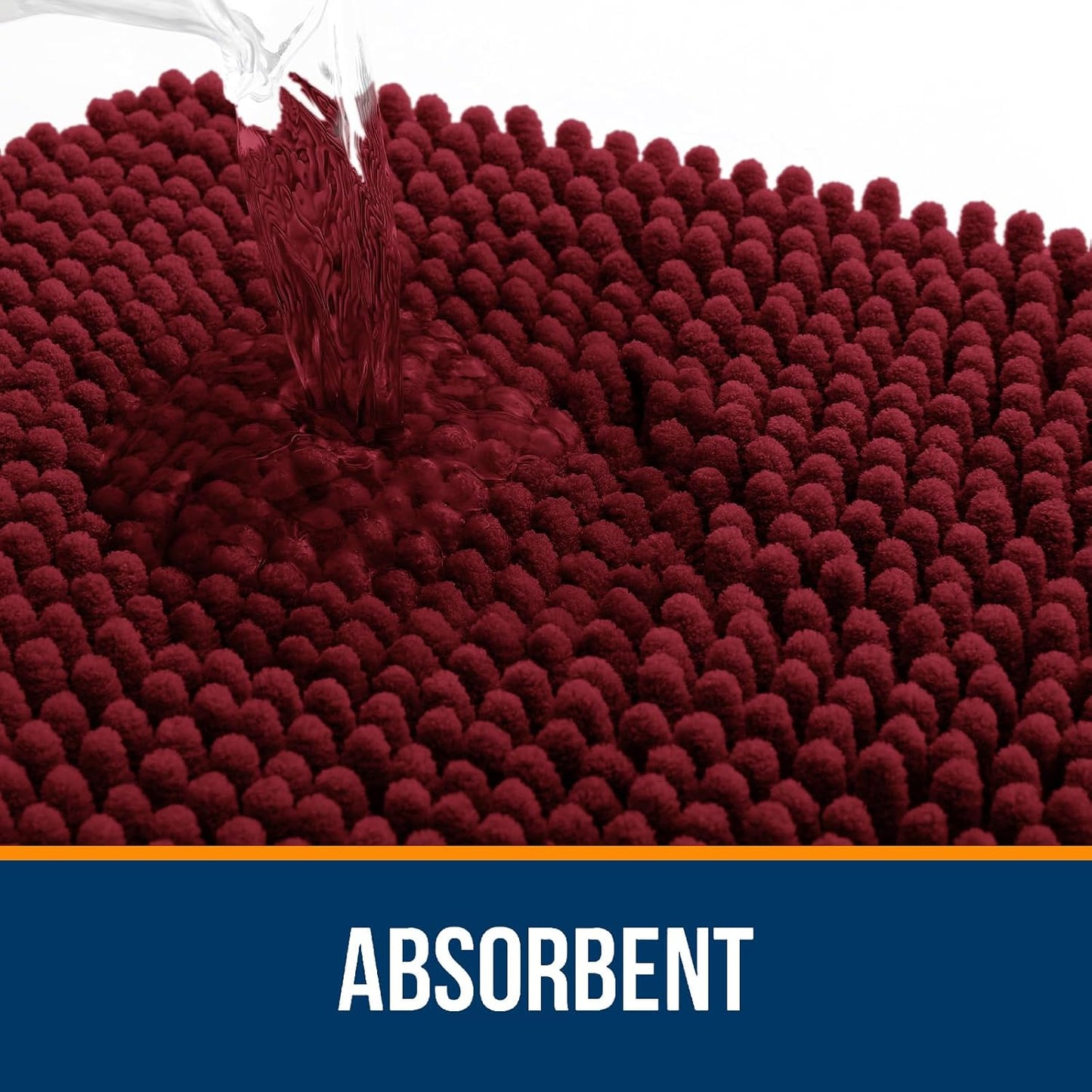 OLANLY Bathroom Runner Rugs - Soft Absorbent Chenille with Rubber Backing | 59x20 Inches, Burgundy