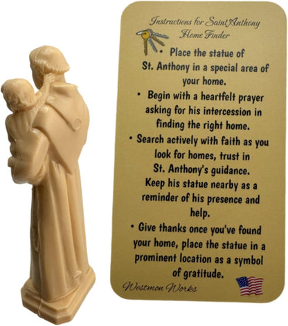Westmon Works St. Anthony Home Finder Statue - Prayer Card Kit for Home Finding | Made in the USA