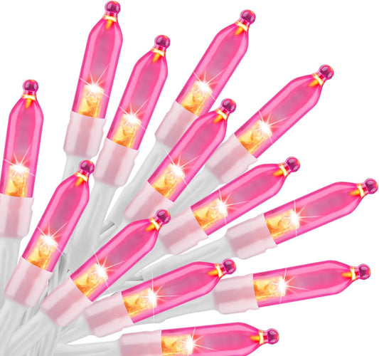 Brightown Christmas String Lights - 8ft Battery Operated 20 LED Mini Lights with Timer | Pink Indoor/Outdoor Decor