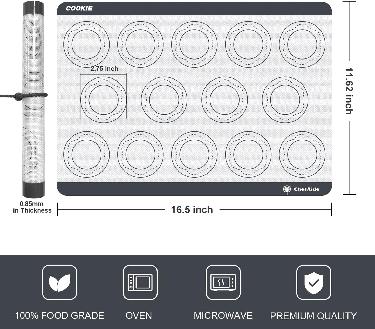 Skiennix Non-Stick Silicone Baking Mats - Premium Food Safe & Heat Resistant | Half Sheet Size (16.5" x 11.6")