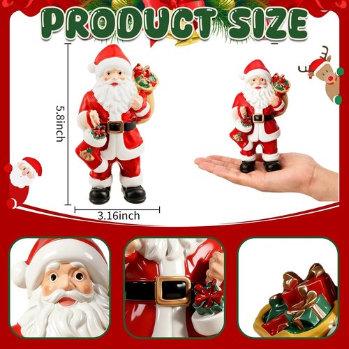 Exasinine Santa Claus Figurine - Handcrafted 5.8 Inch Resin Christmas Decor for Indoor Tabletop Display