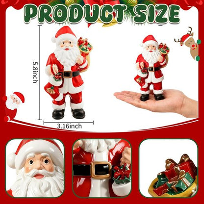 Exasinine Santa Claus Figurine - Handcrafted 5.8 Inch Resin Christmas Decor for Indoor Tabletop Display