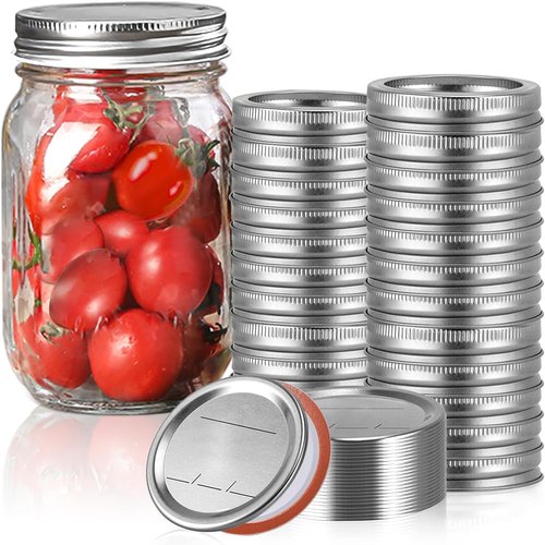 48PCS Regular Mouth Canning Lids & Rings by [Brand Name] - Food Grade, 100% Airtight Fit for Mason Jars