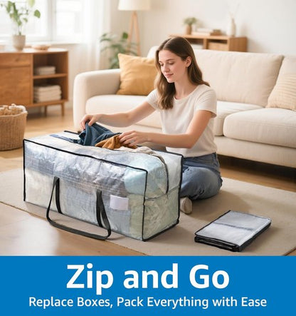Heavy Duty Moving Bags by [Brand Name] - Extra Large Storage Totes with Padded Handles & Strengthened Zipper