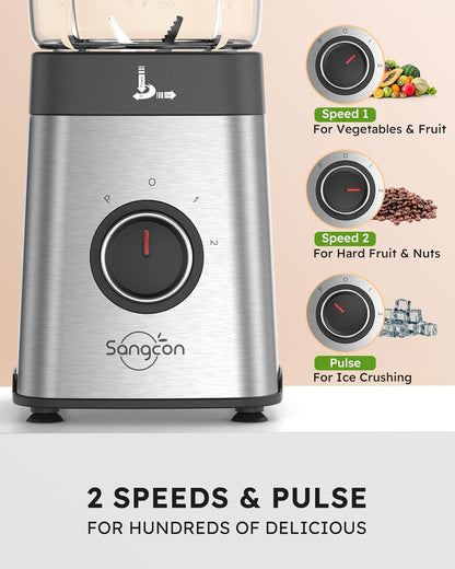 Sangcon 5-in-1 Blender and Food Processor Combo - Perfect for Shakes, Smoothies & Chopping | 40 oz Jar & 17 oz Cup