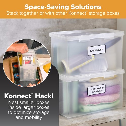 Bostitch Konnect Storage Containers - Clear Plastic Office Organizer with Lids | 4 Qt, 2 Pack