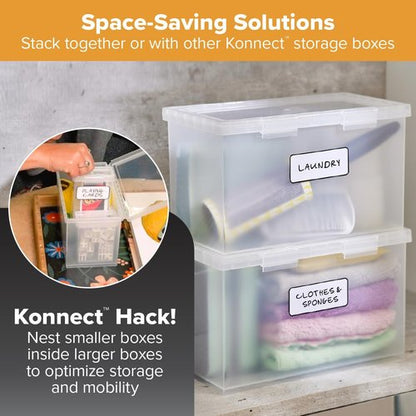 Bostitch Konnect Storage Containers - Clear Plastic Office Organizer with Lids | 4 Qt, 2 Pack