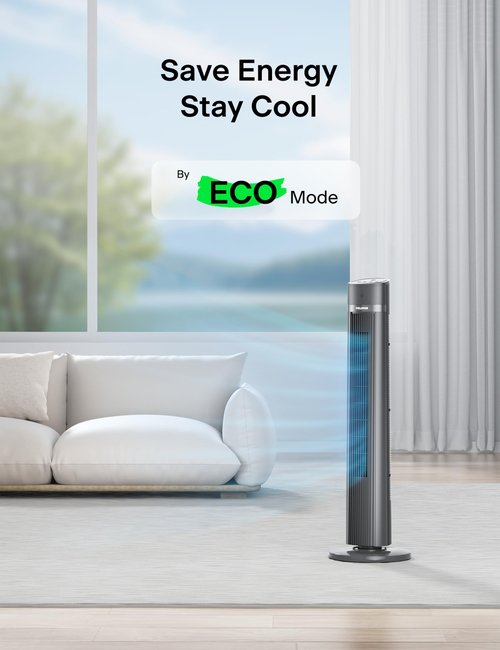PELONIS 40-inch Bladeless Tower Fan for Bedroom, Standing Fan with Remote Control, 26ft/s, 90° Oscillation, 3 Speed Settings, 27 dB, 3 Modes, 15-Hour Timer, LED Display, Fan that Blows Cold Air, Black