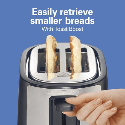 Hamilton Beach 2-Slice Toaster - Extra Wide Slots, Bagel & Defrost Settings, Black & Stainless Steel