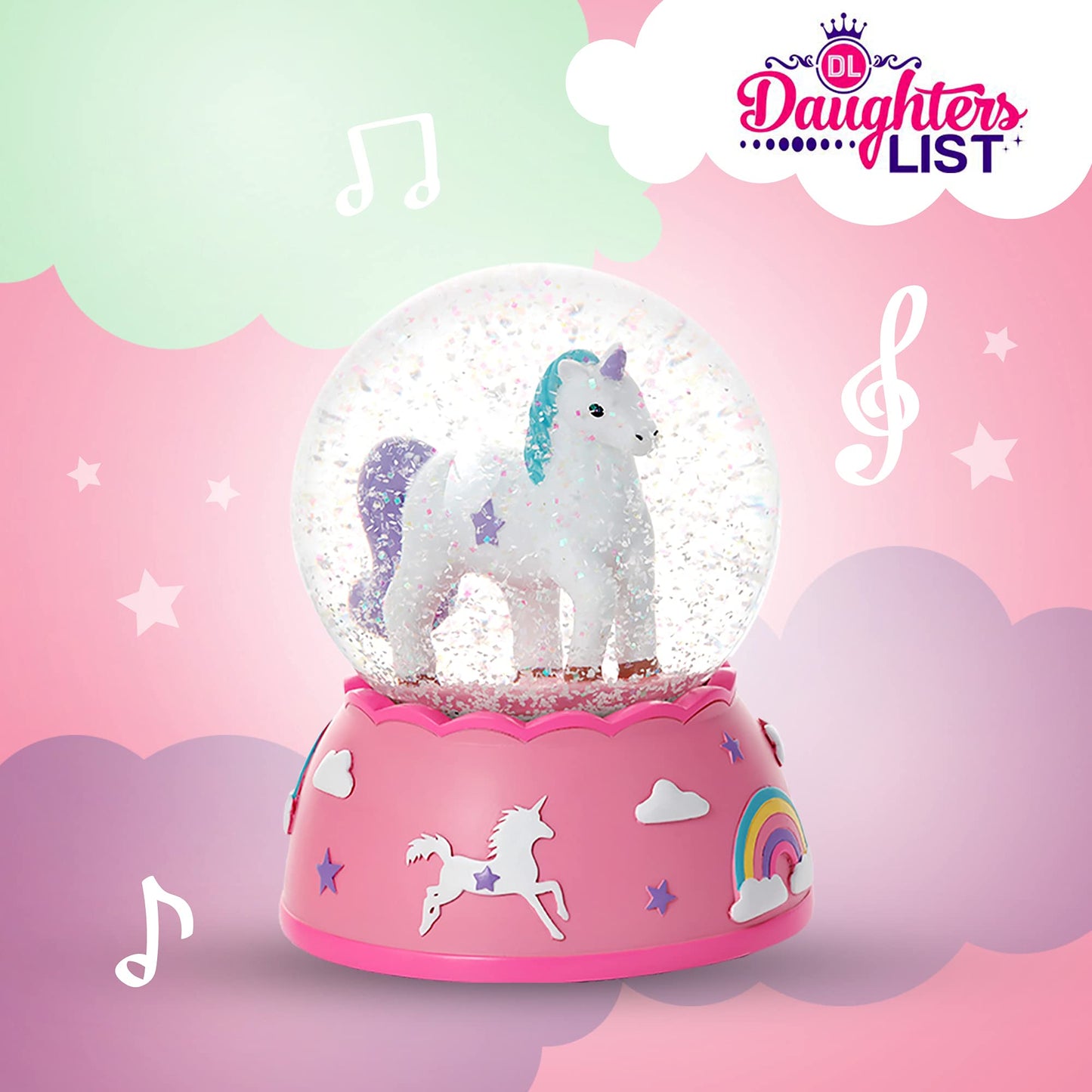 Shatterproof Unicorn Snow Globe for Girls - Handpainted with Musical Melody - Plastic Snow Globes for Kids - Unbreakable Snow Globe - Child Safe