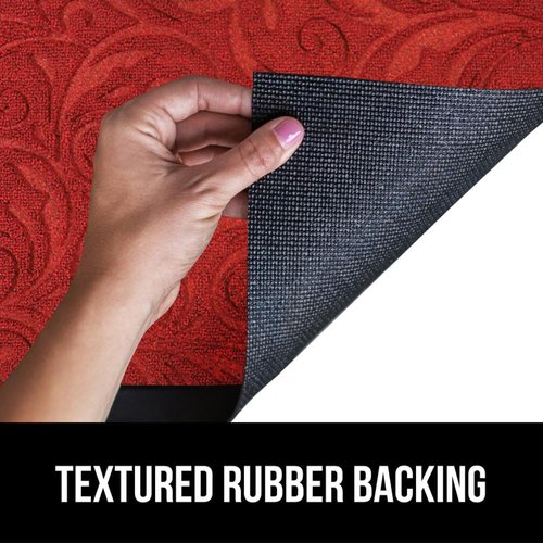 GORILLA GRIP Waterproof All-Season WeatherMAX Doormat - 35x23 Natural Rubber, Stain & Fade Resistant, Easy Clean, Red Vintage Wine