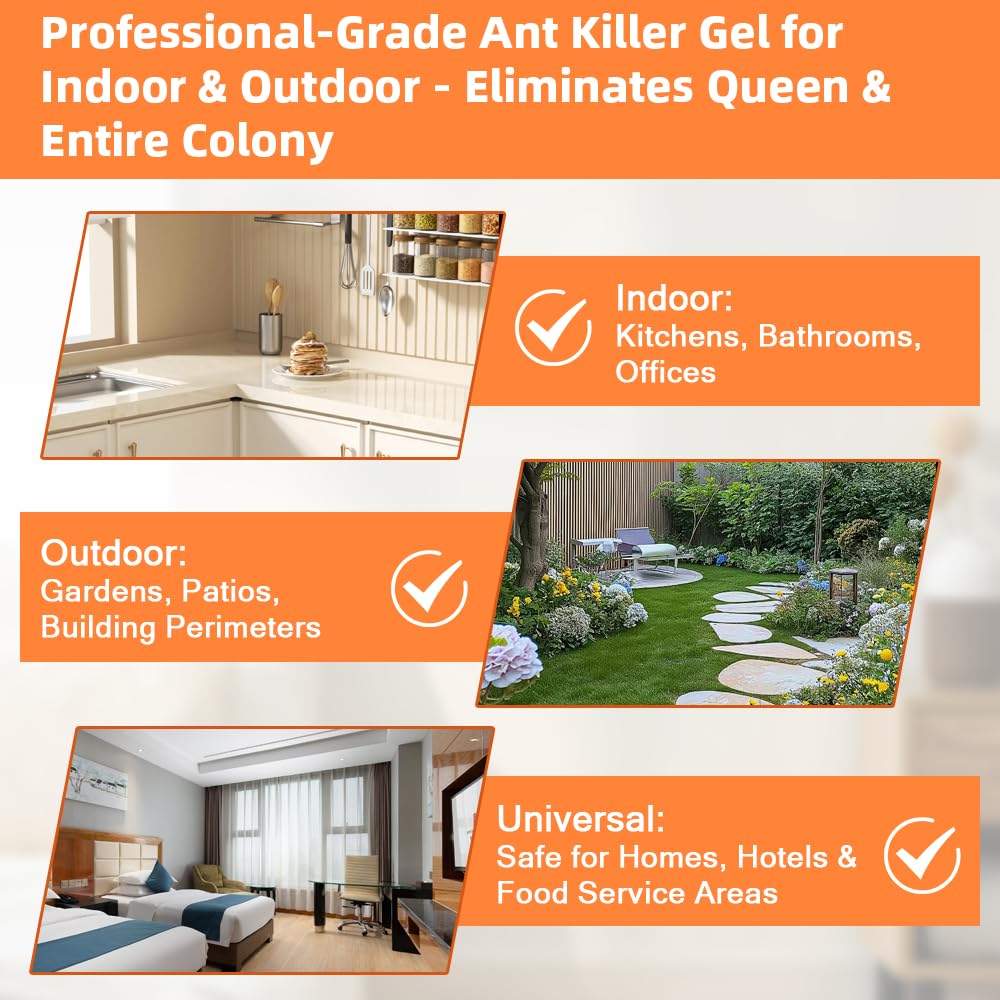 Skiennix Ant Killer Gel Bait Stations - 32 PCS Extra Strength Traps for Carpenter Ants | Safe for Pets & Kids