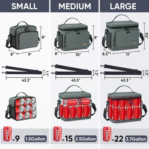 BALEINE Insulated Lunch Bag - Leakproof Cooler for Work & Picnic | 22 Can Capacity, Adjustable Strap, Large, Blue