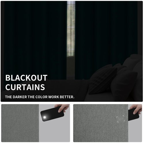 Easy-Going Linen Look Blackout Curtain Grommet Window Curtain Drapes for Bedroom, Living Room Thermal Insulated Room Darkening (2 Panels, 52x84 inch, Grey)