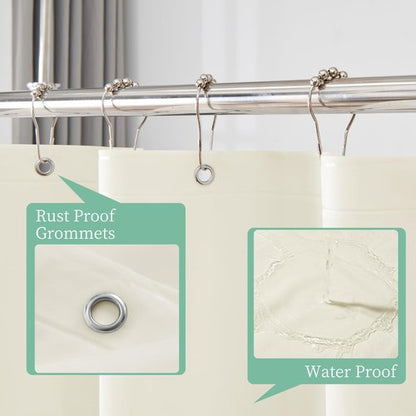 Mrs Awesome Beige Shower Curtain Liner with 3 Magnets, 72x72 Premium Flexible Sturdy Plastic Shower Curtain for Bathroom Lightweight & Waterproof, Beige