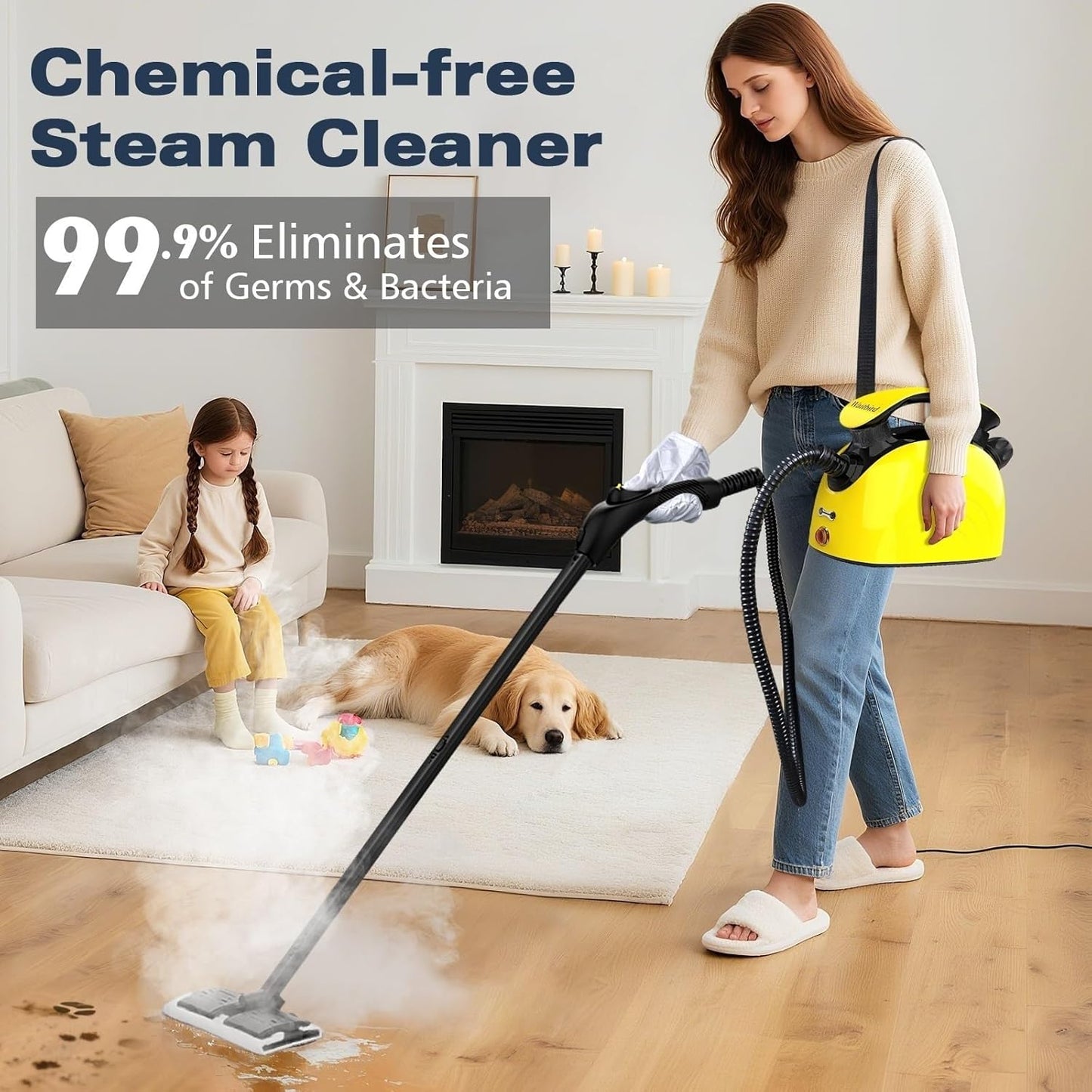 Waitbird Handheld Steam Cleaner - 21 Accessories, 248°F High Temperature for Home & Floors