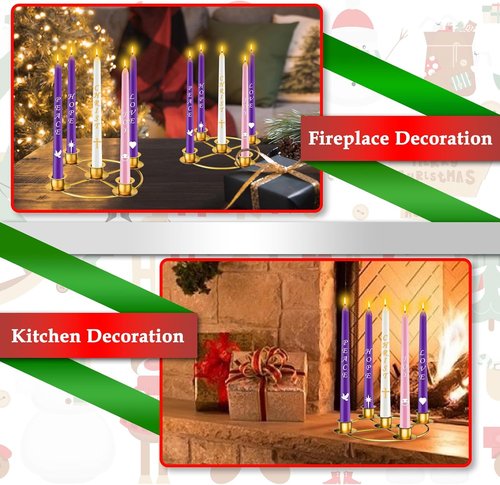 Advent Wreath | 5 Candle Holder Set with Advent Candles & Rings | Festive Table Decoration for Christmas