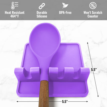 Zulay Kitchen Silicone Utensil Rest with Drip Pad for Multiple Utensils - BPA-Free, Heat-Resistant Spoon Rest & Spoon Holder for Stove Top - Kitchen Utensil Holder for Ladles & Tongs - Chive Blossom