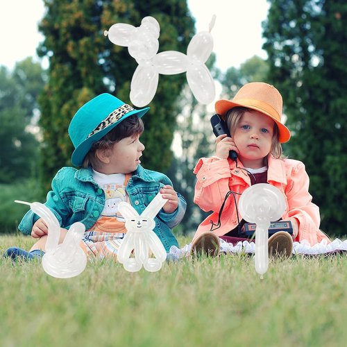 KAWKALSH 260 Clear Long Balloons - Thick Latex Twisting for Animal Shapes | 100pcs for Parties & Events