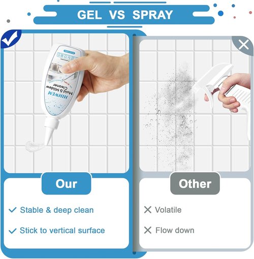 HIHWEM Mold & Mildew Remover Gel - Powerful Stain Cleaner for Washing Machines & Grout - 8 fl. oz.