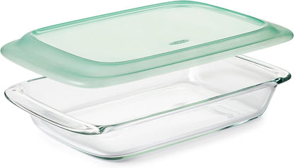OXO Good Grips Glass Baking Dish Set - Freezer-to-Oven Safe, 3 Qt & 2 Qt with Lids | Clear, 9 x 13 & 8 x 8