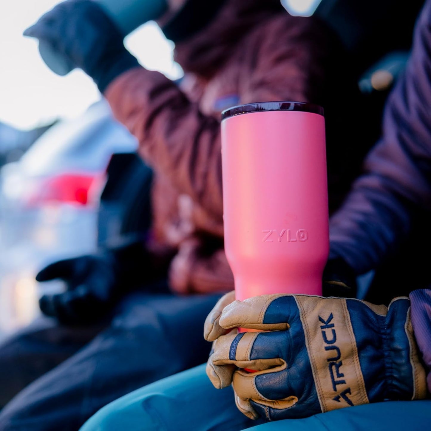 Zylo 24oz Stainless Steel Tumbler | Insulated, Spill-Proof Lid & Straw Compatible - Pink Algae