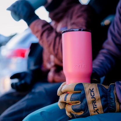 Zylo 24oz Stainless Steel Tumbler | Insulated, Spill-Proof Lid & Straw Compatible - Pink Algae
