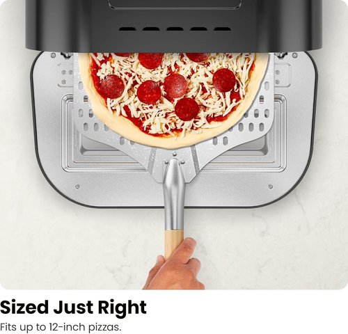 CHEFMAN Indoor Pizza Oven - 12-Inch Pizzas in Minutes, Heats Up to 800°F | Electric Countertop Maker with Touchscreen Presets, Pizza Stone & Peel - Stainless Black