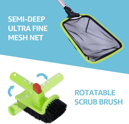 Sepetrel Deluxe Swimming Pool Cleaning Kit - Professional Leaf Skimmer, Fine Mesh Net & 17.5" Brush Head