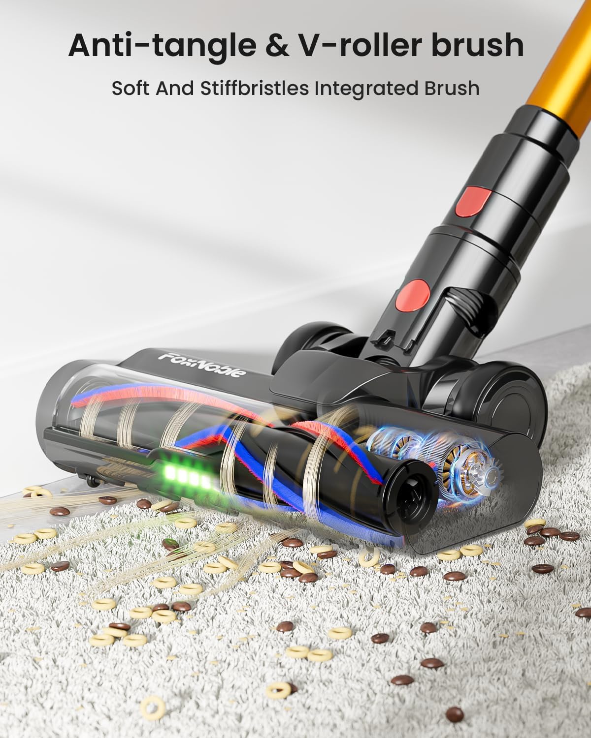 Skiennix Cordless Vacuum Cleaner - 55KPa Suction Power, 65 Minutes Runtime, LED Display & Self-Standing Design | Ideal for Hardwood Floors, Carpets & Pet Hair