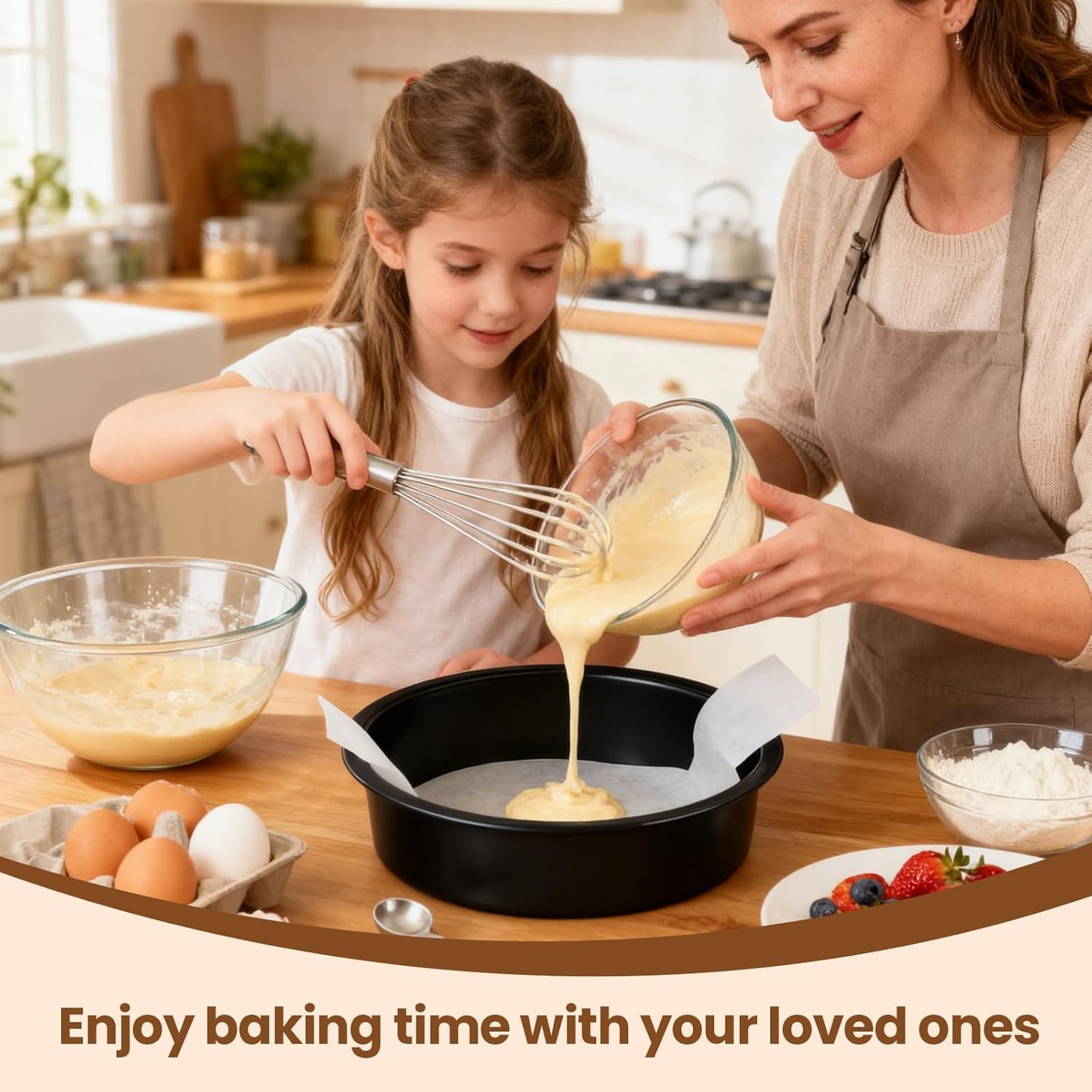 Nonstick Carbon Steel Cake Pan Set by [Brand Name] - 9 Inch Round Baking Pans with 80 PCS Parchment Paper | Dishwasher Safe & Durable for Layer Cakes