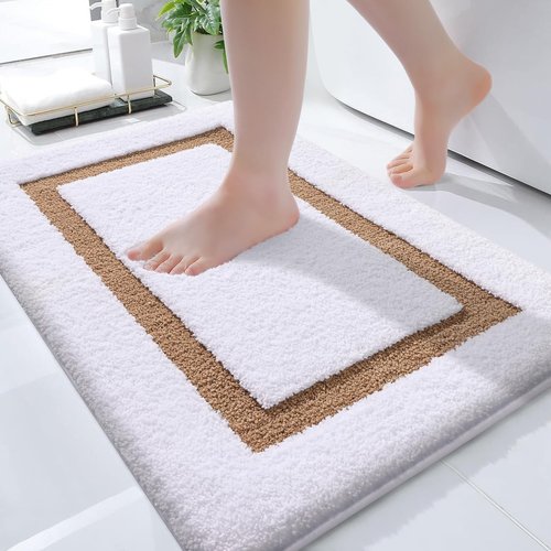 OLANLY Bathroom Rugs Mat 32x20, Extra Soft Absorbent Microfiber Bath Rugs, Rubber Backing, Quick Dry, Machine Washable Bath Mats for Bathroom Floor, Tub and Shower, Home Decor Accessories, Brown