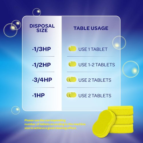 Garbage Disposal Cleaner and Deodorizer Tablets - Kitchen Sink Cleaner and Deodorizer, Septic Safe, Lemon Scent, Removes Odor-Causing Residues (24 Pack)
